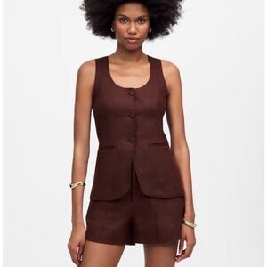 Madewell linen scoop neck cutaway vest